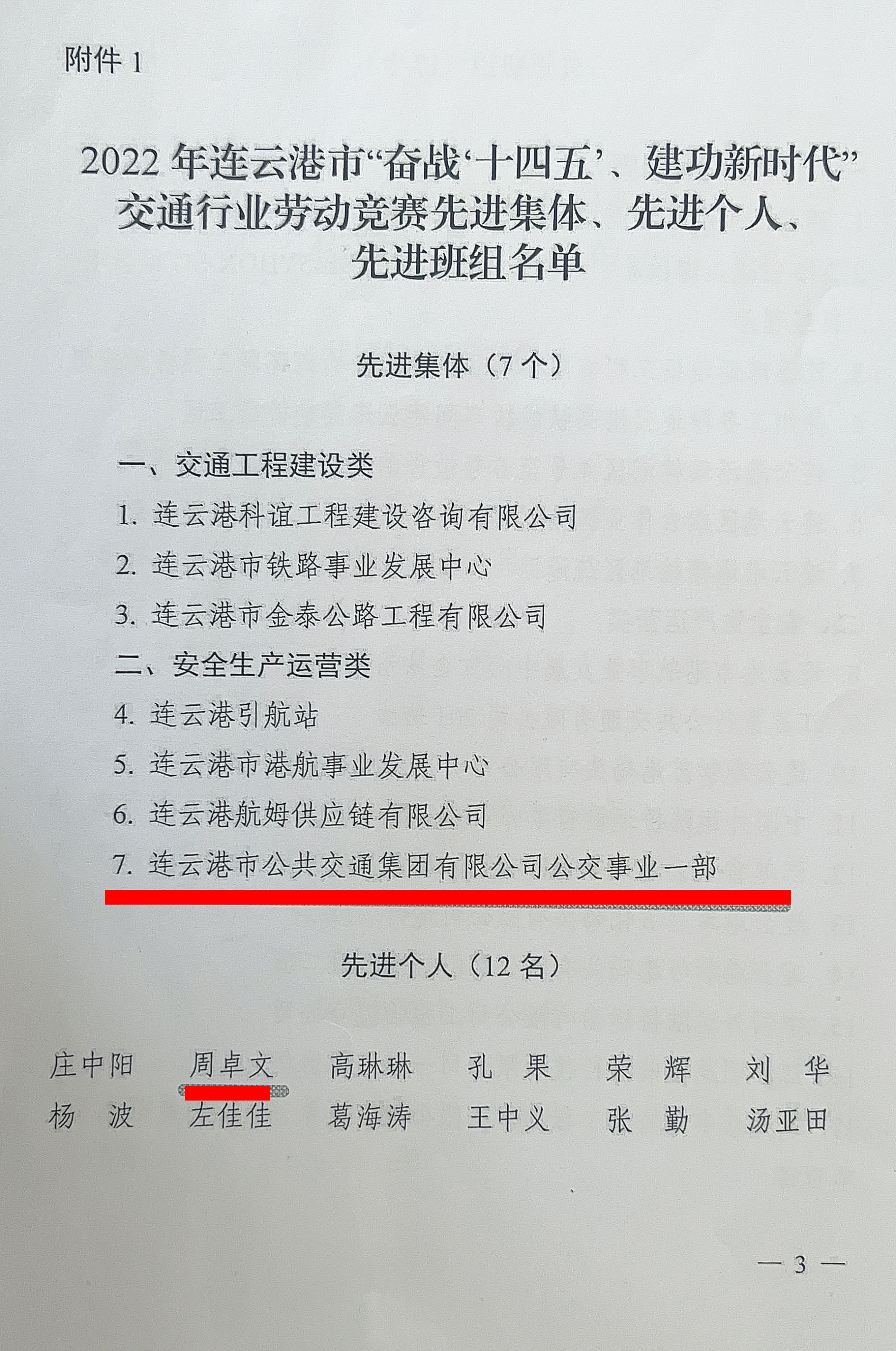 公交集团公交事业一部喜获“奋战‘十四五’、建功新时代”劳动竞赛先进集体、先进个人