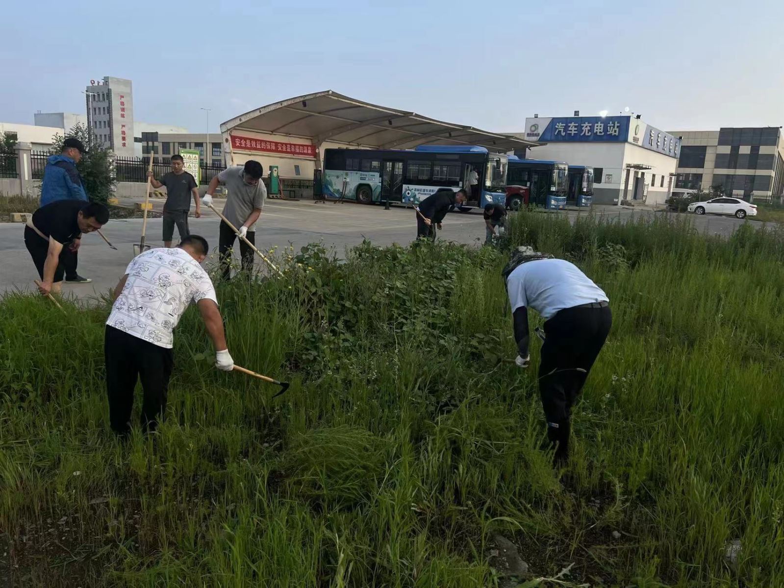 经营发展事业部开展停车场除草活动  为创文助力